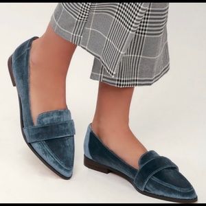 Sole Society Teal Velvet Loafers